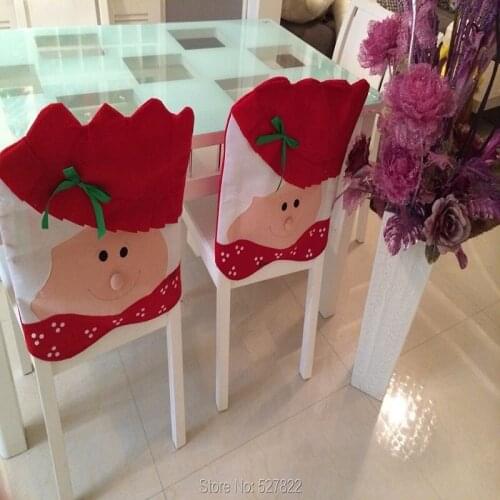 1Pair(2pcs) Lovely Mr & Mrs Santa Claus Christmas Dining Room Chair Covers Home Party Decoration