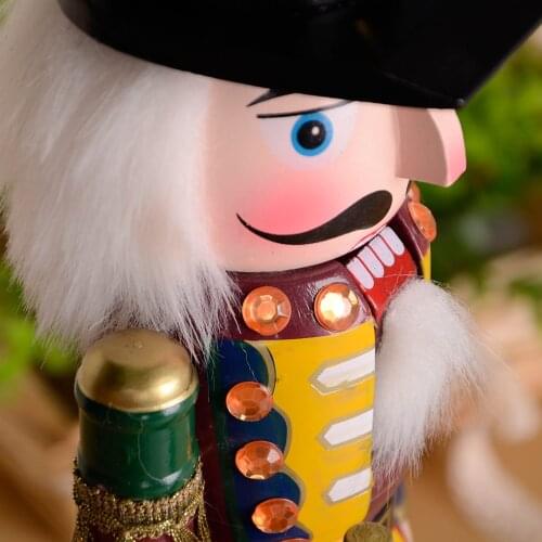 1pc 30cm Wooden Nutcracker Toy Nutcracker Soldier Wooden Puppet Doll Handpainted Nutcracker Christmas Ornaments