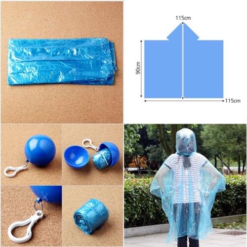 1Pc Outdoor Portable Raincoat Ball One-Time Waterproof Women Men Raincoat Camping Fishing Tourism Emergency Poncho Key Chain