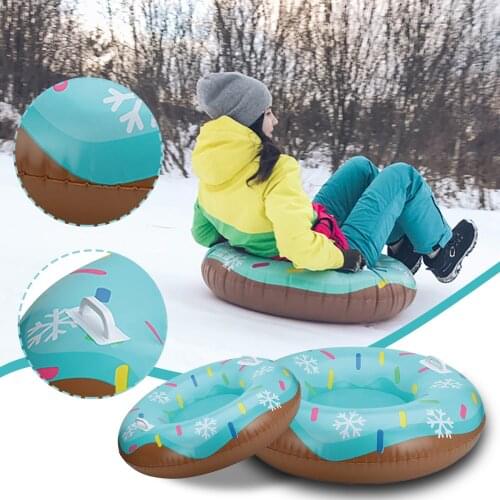 1pc Snow Toy Winter Inflatable Ski Circle With Handle Durable Children Adult Snow Tube Skiing Thickened Floated Sled #T3G