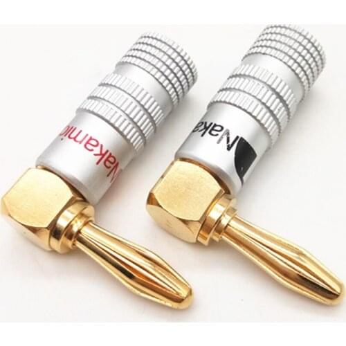 10PCS Nakamichi Banana Plugs 4mm Right Angle Gold Plated Musical Speaker Plug Banana Connectors for HiFi