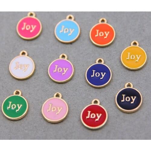 10pcs/lot 12*15mm Enamel English letter joy Charms For Necklace Bracelet Jewelry Making DIY Earring Findings