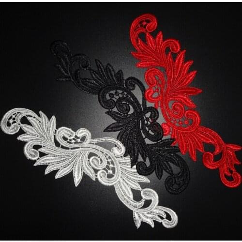 2Pairs/4pcs decorative embroidery clothes red wedding dress bridal badge headband motif patch lace applique flower wedding