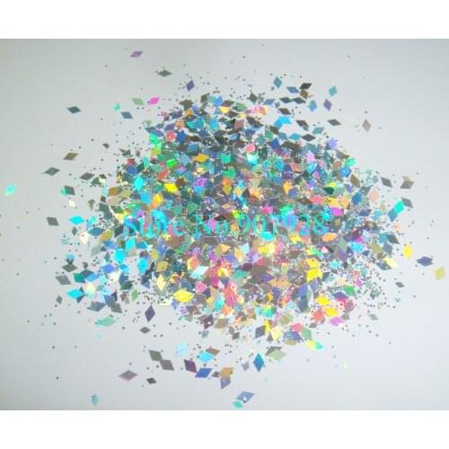 50gram/bag x Mixed Laser Silver Colors(Glitter Powder+Diamond)Shape for Nail Art Decoration-Free Shipping