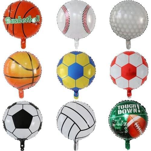 50pcs 18inch Basketball Volleyball Soccer Foil Balloons Football Baseball Helium Globos Boys Birthday Party Decorations Kids Toy