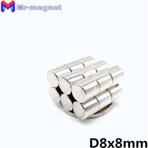 100pcs strong cylinder D8*8 magnet 8*8mm 8mmx8mm N35 Rare earth neodymium 8x8mm magnet 8x8 art craft fridge D8x8mm magnet 8*8