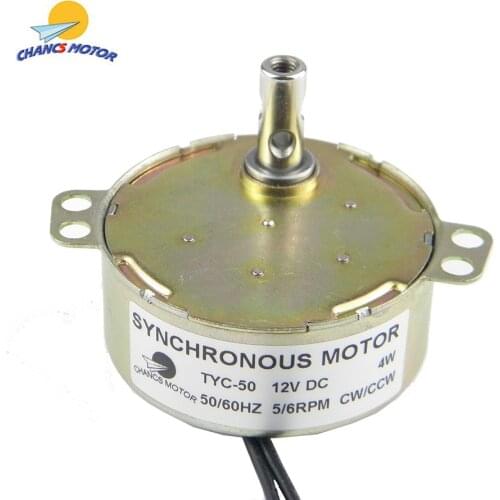 CHANCS TYC-50 Synchronous Motor 12V DC 5-6RPM Permanent Magnet CW/CCW Low Speed Electric Gear Synchro Motor