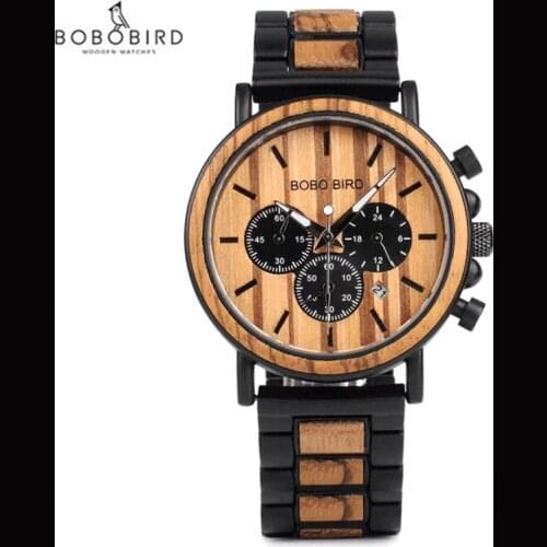 Bobo Bird Mens Watches Wood Man Watch For Men Quartz Wristwatches Luminous Male Watch Chronograph Orologio Uomo Timepieces
