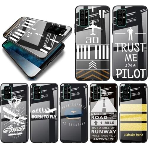 Tempered Glass Cover Fly Pilot Plane For Huawei Honor 30 20 10 9X 8X Pro Plus Lite Shockproof Shell Phone Case