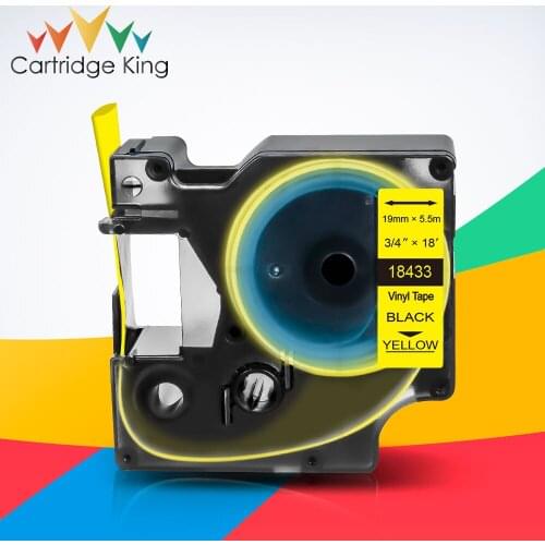 Black on Yellow/White Industrial Label Tape Compatible DYMO Rhino Vinyl Label 18431 18432 18433 18443 18444 18445 Label Printer
