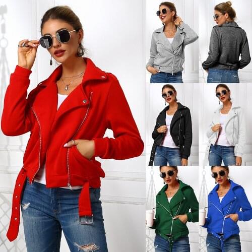 COLDKER Women Fashion Basic Jackets Tops Motorcycle Short Plus Size Casual coat ladies streetwear clothing female S-3XL