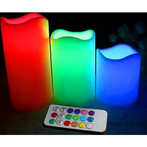 3Pcs/Set Color Changing LED Candle Night Light Decor Lamp with Remote Control Candle Shape LED Light Atmosphere-Decorative Lamp