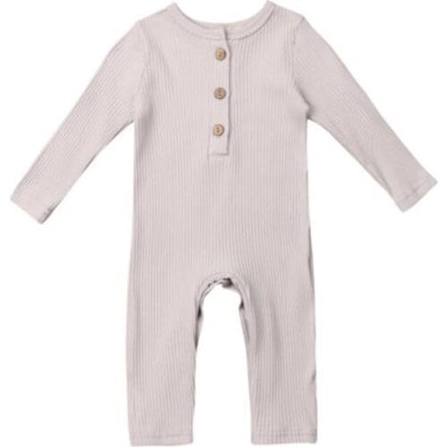 Newborn Baby Boys Girls clothes round neck solid Button long sleeve Jumpsuit kids Toddler cotton casual lovely Romper one pieces