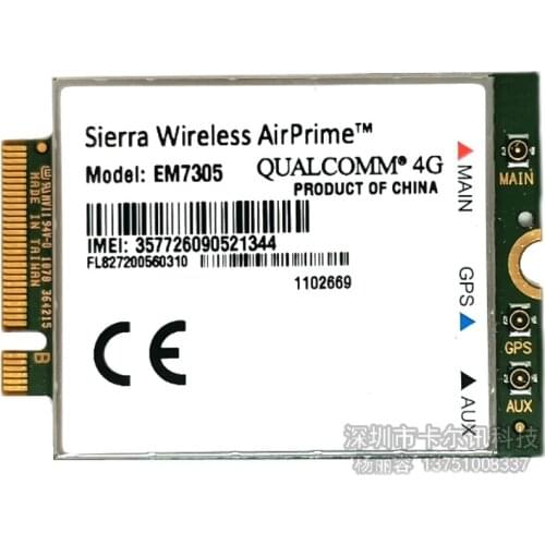 For Sierra Wireless EM7305 DW5809e GOBI5000 4G 100M LTE Module NGFF Wwan Card K2w44 for DELL Latitude 7202 7214 7350 E7450 E7250