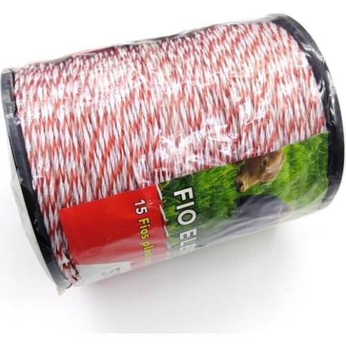 500M Electric Fence Rope Red White Polywire with Steel Poly Rope for Horse Sheep Electric Fencing Ultra Low Resistance Wire
