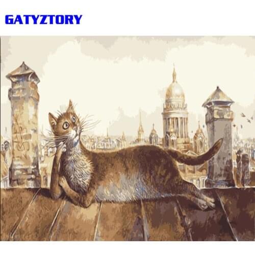 GATYZTORY Frameless DIY Painting By Numbers Cat Animals Modern Wall Art Canvas Painting Home Wall Art Decor Unique Gift Artwork