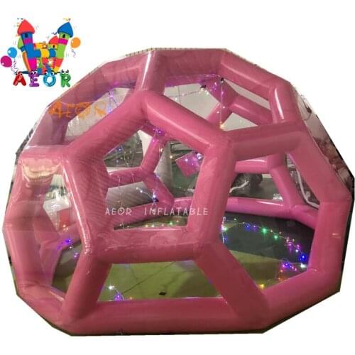 Airtight Pink Camping Tent Geodesic Dome Bubble House Transparent Tent Luxurious Outdoor Bubble Tent for Glamping