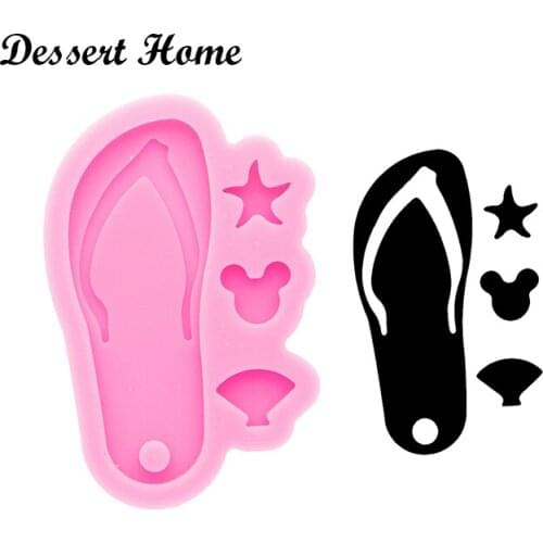 DY0590 Glossy Resin Flip Flop Molds for Keychain, Silicone Molds DIY Epoxy Jewellery Making, Silicon Clay Molds