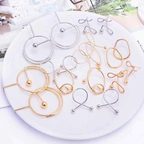 Curved Folding Metal Earrings Creative Design Fashion Jewelry Stud Earrings for Women Bijoux boucle d'oreille Trendy Earring