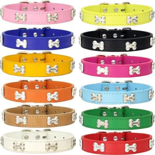 Bone Leather Durable Pet Dog Collars Puppy Pug Collars for Small Large Dog Chihuahua Cat Accessories Pet Collar for Small Dogs