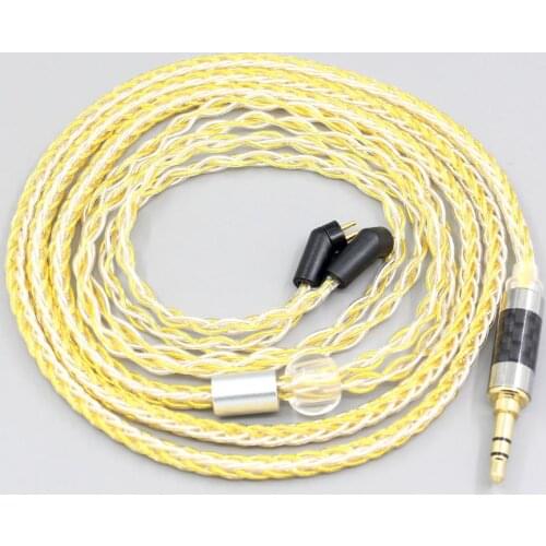 LN007316 8 Core OCC Silver Gold Plated Braided Earphone Cable For Etymotic ER4B ER4PT ER4S ER6I ER4 2pin