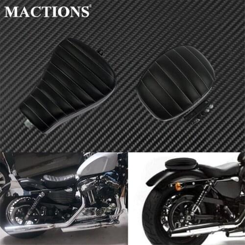 Motorcycle Leather Front Driver Solo Seat+Rear Passenger Pad Black For Harley Sportster XL Forty Eight 72 48 XL1200X 2010-2015