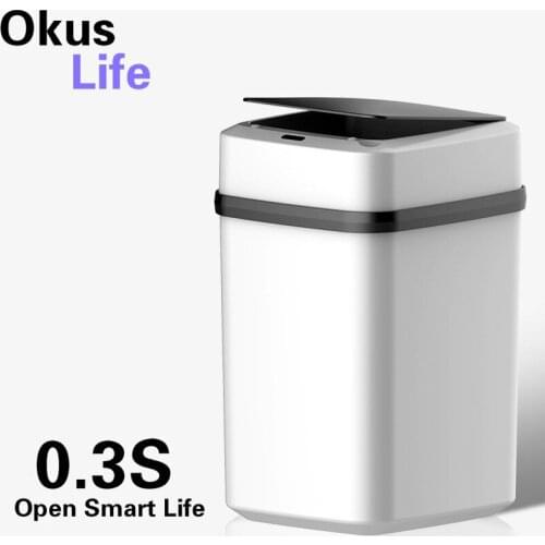 0.3S Automatic Intelligent Sensor Smart Trash Can Dustbin Lid Motion Detector Kitchen Bedroom Energy-Saving No Noise 10L Capacit