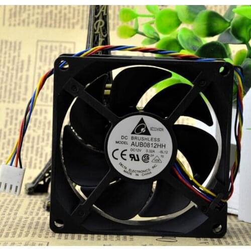 Delta 8CM 80*80*25 12V 0.32A temperature control of high air volume fan AUB0812HH nano ceramic bearing