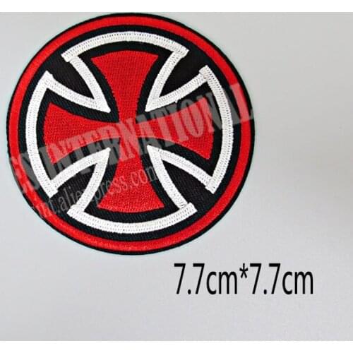 Red Cross Embroidery Patches for Jacket Back Vest Motorcycle Club Biker DIY 7.7cm
