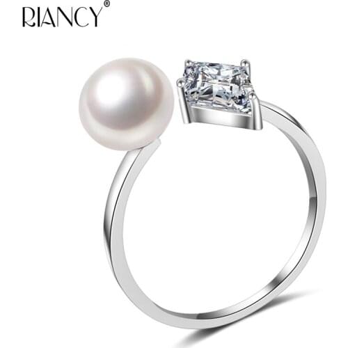 2017 New simple pearl ring for women,trendy 925 silver jewelry, adjustable natural pearl ring, fine pearl Jewelry, top quality