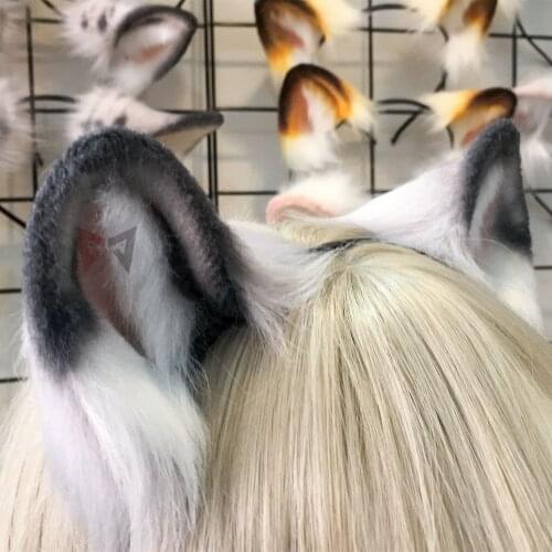 New handmade work Silver Gray gradient color cat hairhoop ears headwear for anime lolita cosplay costume accessories