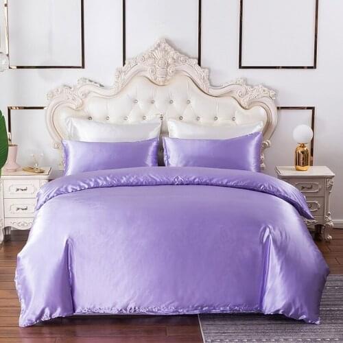 Solid Color Polyester Bedding Set European Luxury Smooth Duvet Cover Set Queen King Size Quilt Cover with Pillowcase