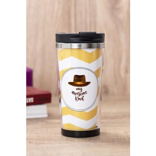 Gift Shop Awesome Dad Father Yellow Thermos Cup