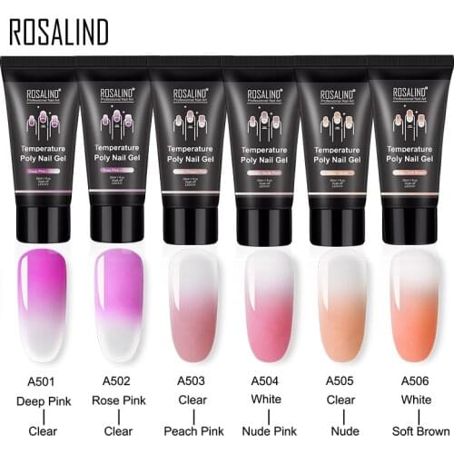 ROSALIND Poly Nails Gel Extension Temperature Change Acrylic Builder Hybrid Varnish Base Top Gel Nail Polish For Manicure Set
