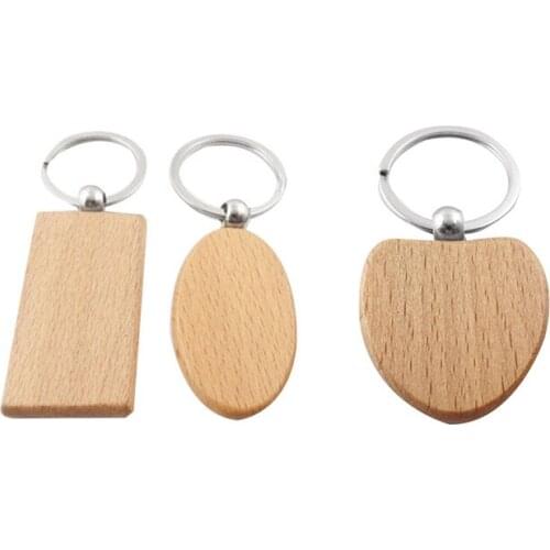 20Pcs Blank Wooden Key Chain Diy Wood Keychains Key Tags Gifts Yellow