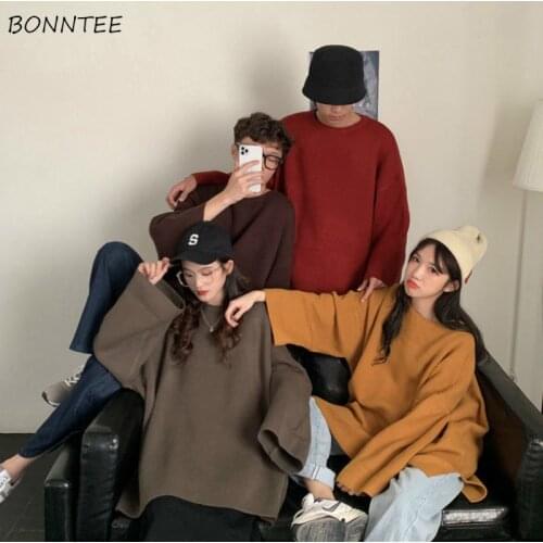 Sweaters Womens Loose Solid O-Neck Simple Lazy All-match Casual Korean Style Female Pullovers Stylish Autumn Chic Knitted Wear