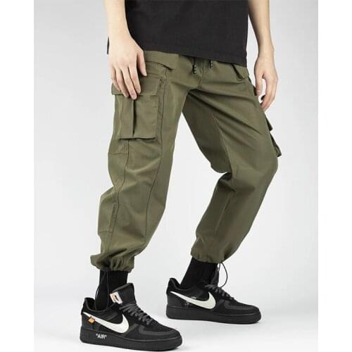 Loose casual overalls mens jogger jogging sweatpants mens running sports multi-pocket jogging pants mens fashion streetwear