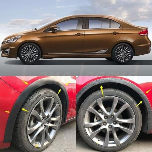 4pcs Universal Car Truck Carbon Fiber Rubber Wheel Eyebrow Protector Lip Sticker Trim Fender Flare Anti-scratch fit for Suzuki