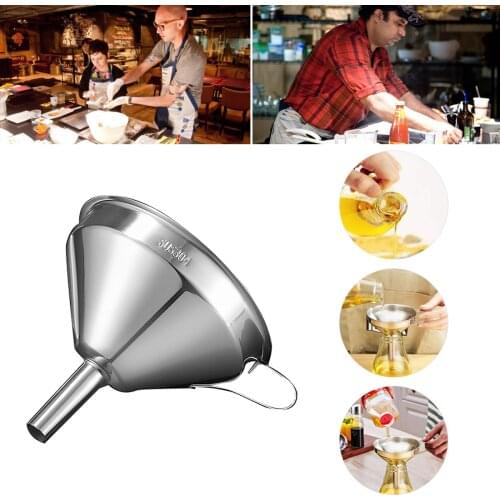 304 Stainless Steel Wine Funnel Household Large-diameter Oil Leakage With Filter Screen Thickened Kitchen Tool Large Hopper