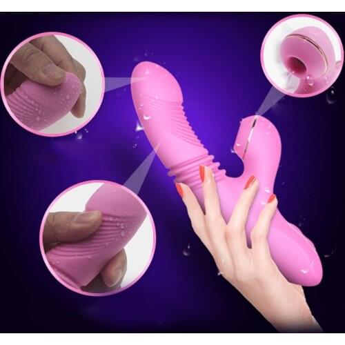 Women Vibrator Sex Toys Dildo Heating Vibrator 7 Frequency Double Motor G Spot Nipple Sucking Tongue For Female Musturbation