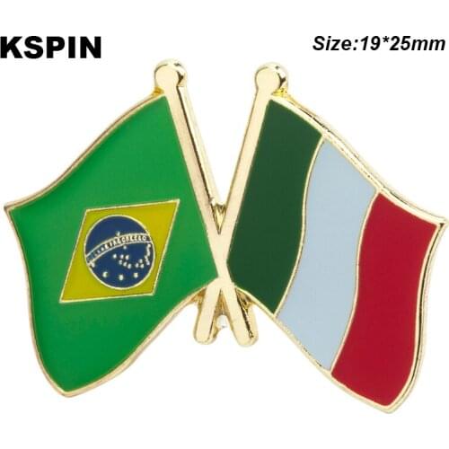 Brazil & Italy Friendship Flag Badge Flag Brooch National Flag Lapel Pin International Travel Pins