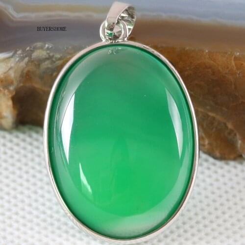 1Pcs Natural Stone Oval CAB Cabochon Bead Green Onyx Pendant For Necklace K678