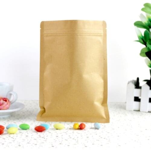 100pcs 6 size Kraft Paper Doypack Zip Lock Pouch with Aluminum Foil Food Tea Snack Coffee Storage Resealable Ziplock/zipper Bag