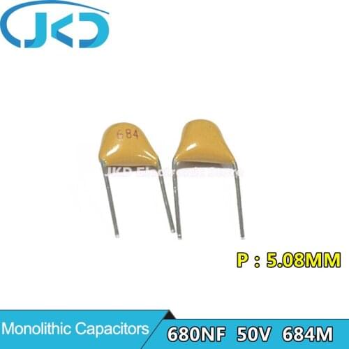 100Pcs 50V 0.68UF 684 680NF Monolithic Ceramic Capacitor