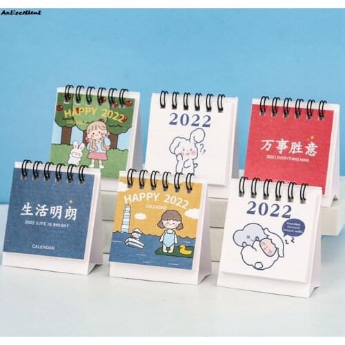 2022 Cartoon Desk Calendar Notepad Calendar Dual Daily Schedule Table Planner Yearly Agenda Organizer School Office Supplies