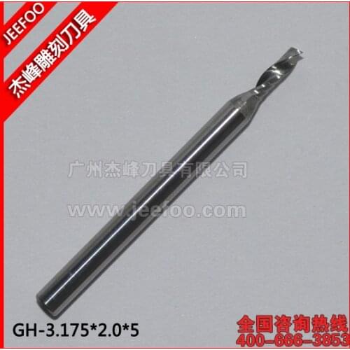 3.175*2.0*5mm one flutes spiral carbide tools, cnc engraving bits,one flutes end mill, carving cutters on MDF,Acryl