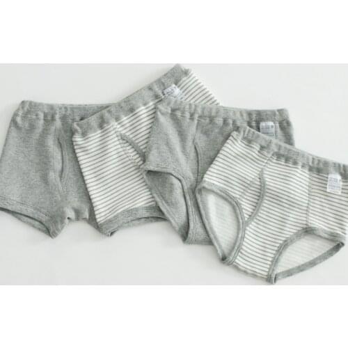 4Pcs/Lot Boys Panties Summer Children Undershorts Pure Cotton Shorts Solid Grey Toddler Boys Panties Boxer Kids Underwear