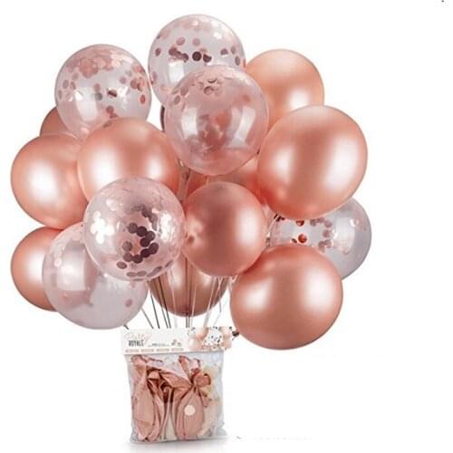 5pcs/16pcs 18 Inch Rose Gold Balloons DIY Latex Confetti Ballons Set Kids Birthday Wedding Party Valentines Day Garden Decor