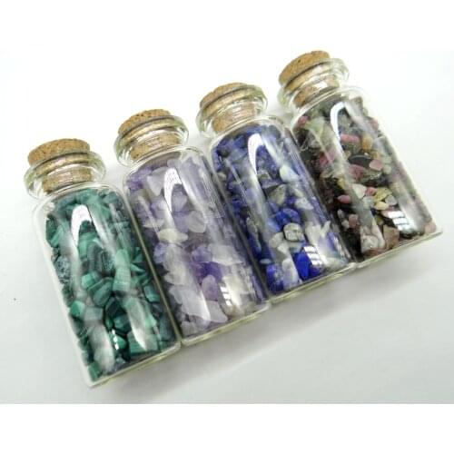 53*22m Natural Glass Wishing Bottles Chip Stones Quartz Crystal Aventurine Decoration Pendant For DIY Jewelry Making Accessories