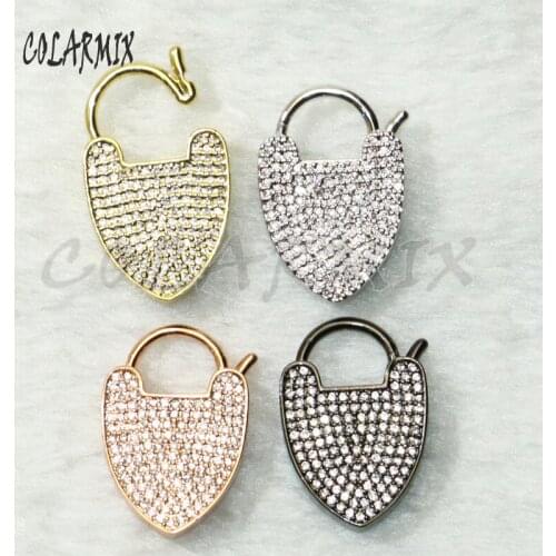 6Pcs Shield pendant clasp zircon lock charm Jewelry accessories for jewelry making bolt screw jewelry fashion 50723